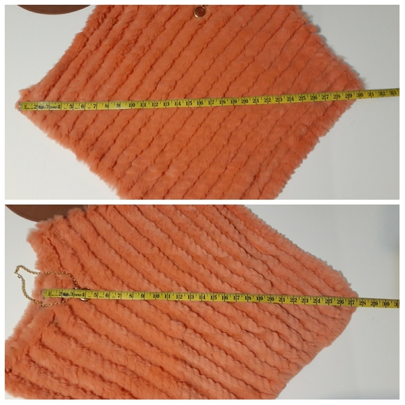 Black Rivet Orange Rabbit Fur Shawl - Picture 5 of 8